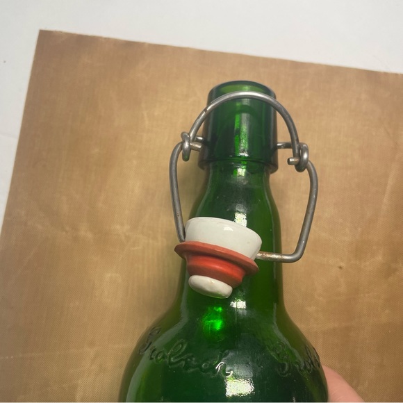 Grolsch Beer Bottle Green/brown Embossed Porcelain Swing Top Vintage Empty - Picture 13 of 16